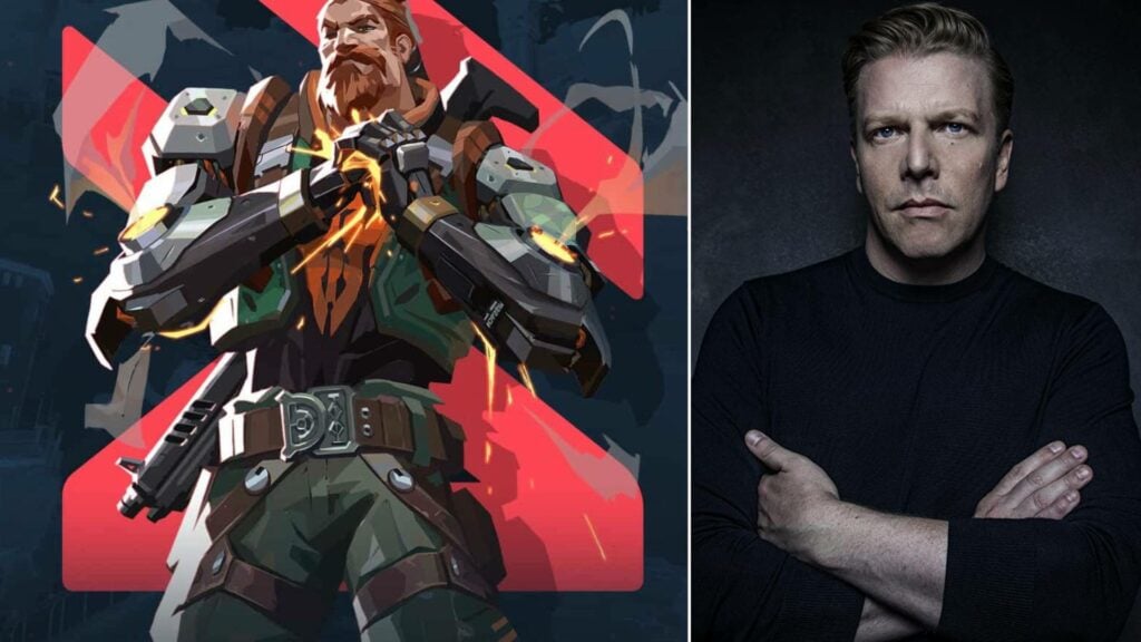 VALORANT Agent Breach and his voice actor David Menkin.