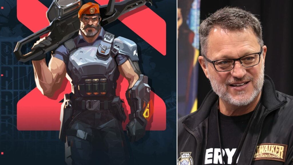 VALORANT Agent Brimstone and his voice actor Steve Blum.