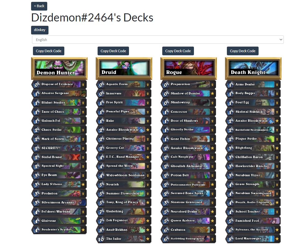 Dizdemon decks for Solary Grand Prix