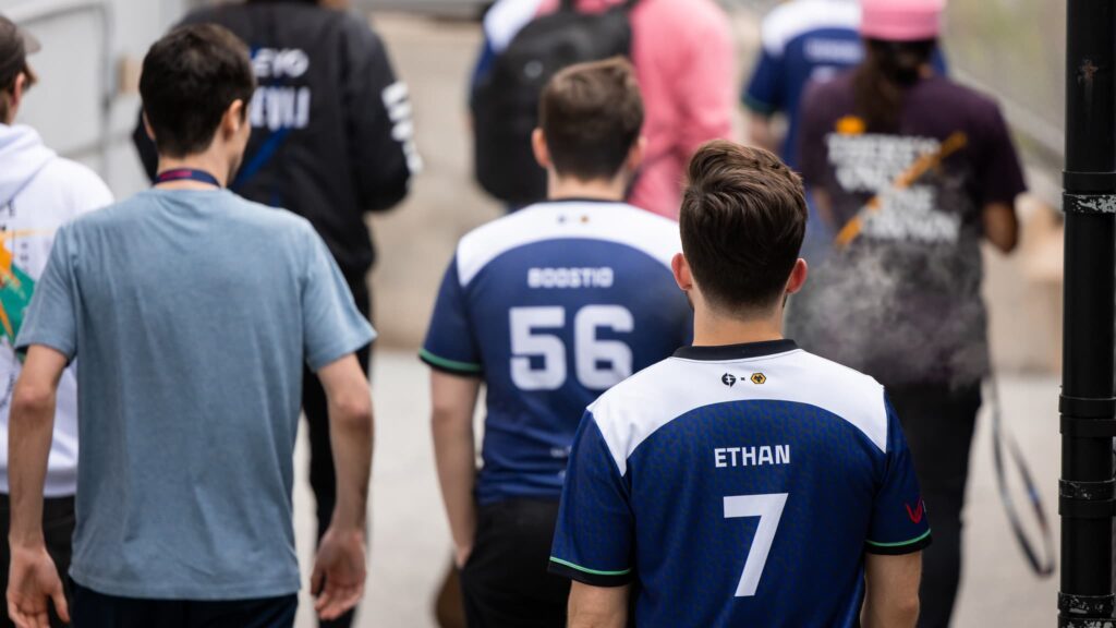 Ethan "Ethan" Arnold of Evil Geniuses seen backstage during Week 9 of 2023 VCT Americas Playoffs at the Riot Games Arena on May 23, 2023.