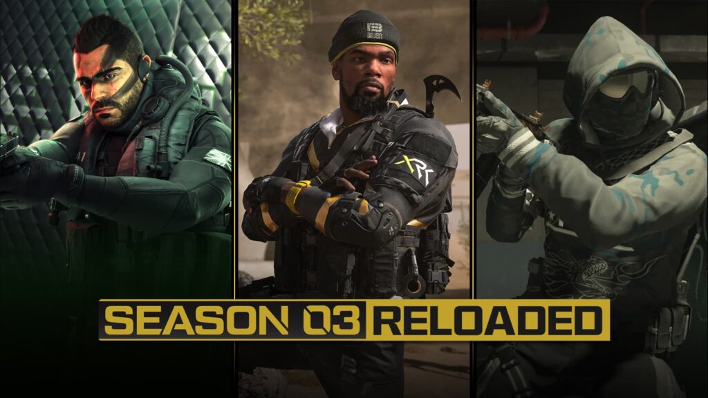 A promo image for Call of Duty: Season 3 Reloaded features Soap McTavish, Kevin Durant, and an Operator shown in the Warzone Ranked Play announcement.