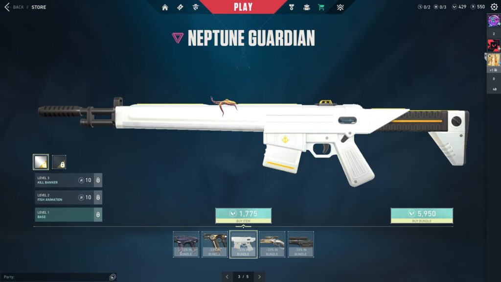 The Neptune Guardian as part of the VALORANT Run It Back 2023 bundle.
