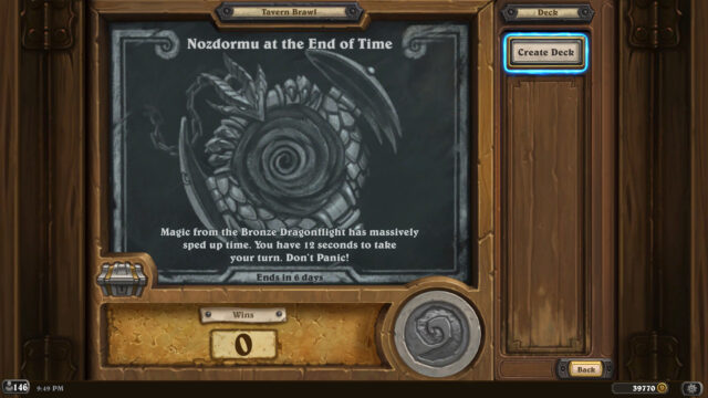 Decks for the new Hearthstone Tavern Brawl Nozdormu at the End of Time