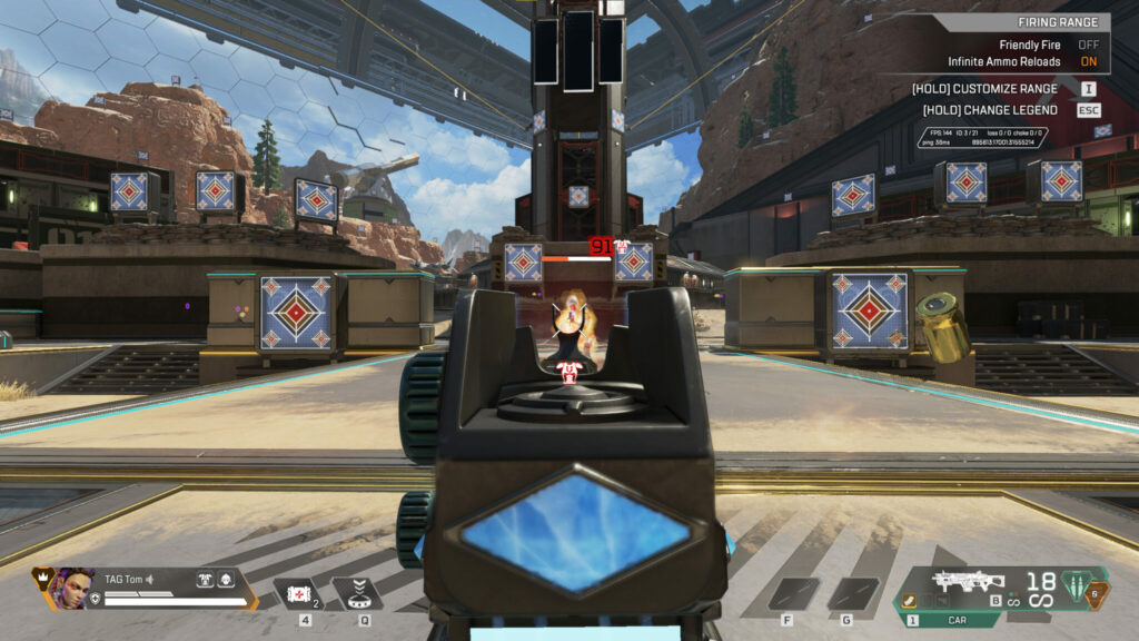 The CAR SMG when aiming down sights