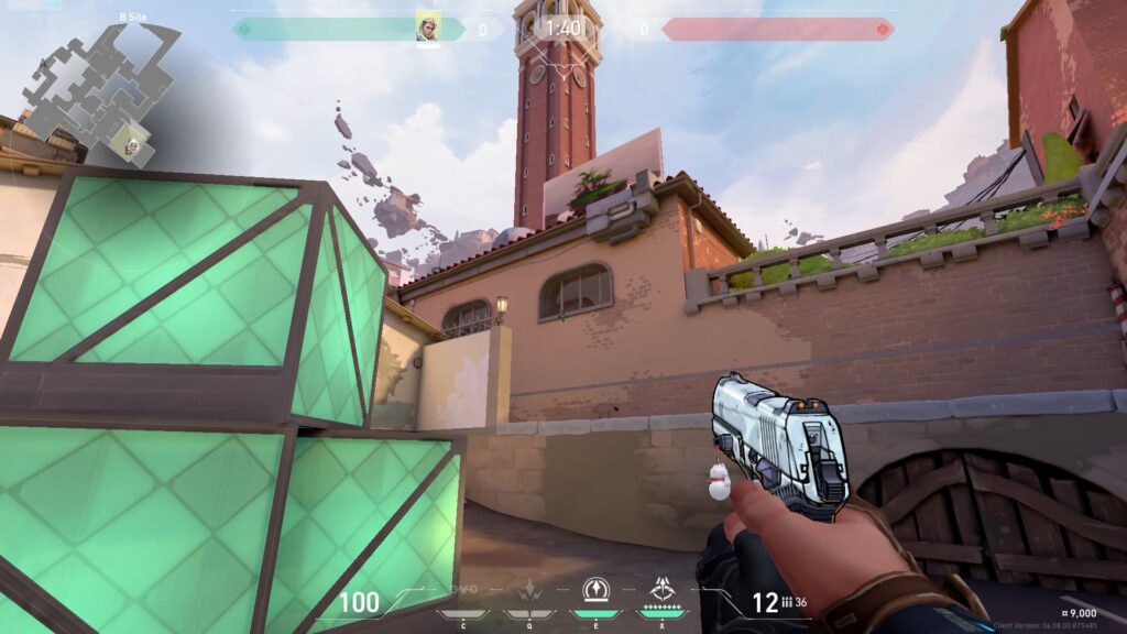 Sova sits on B site with just a Classic on Ascent during a save round in VALORANT.