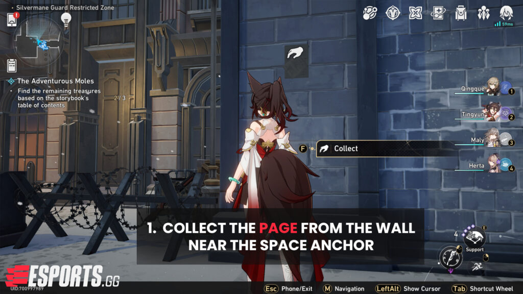 Instructions on finding the fourth page in the adventurous moles quest