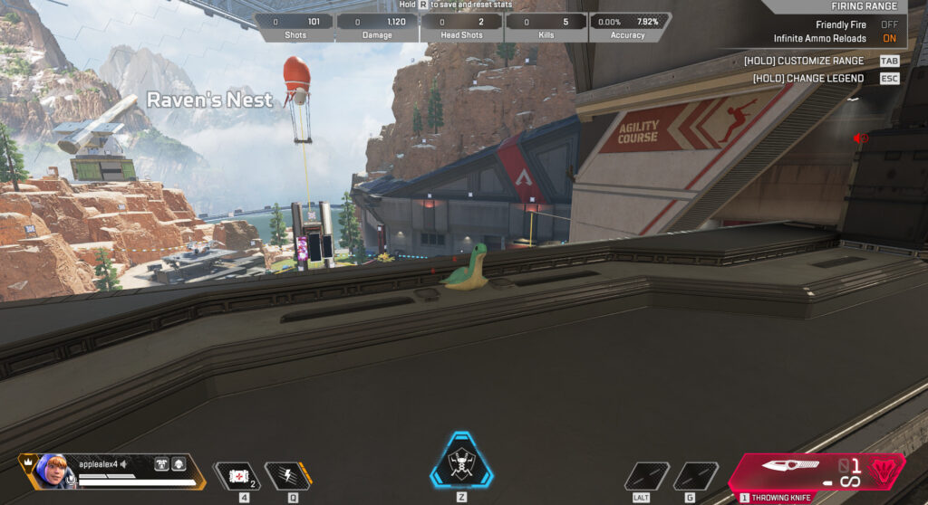 Blue Nessie sitting on the Raven's Nest after being unlocked in the firing range.