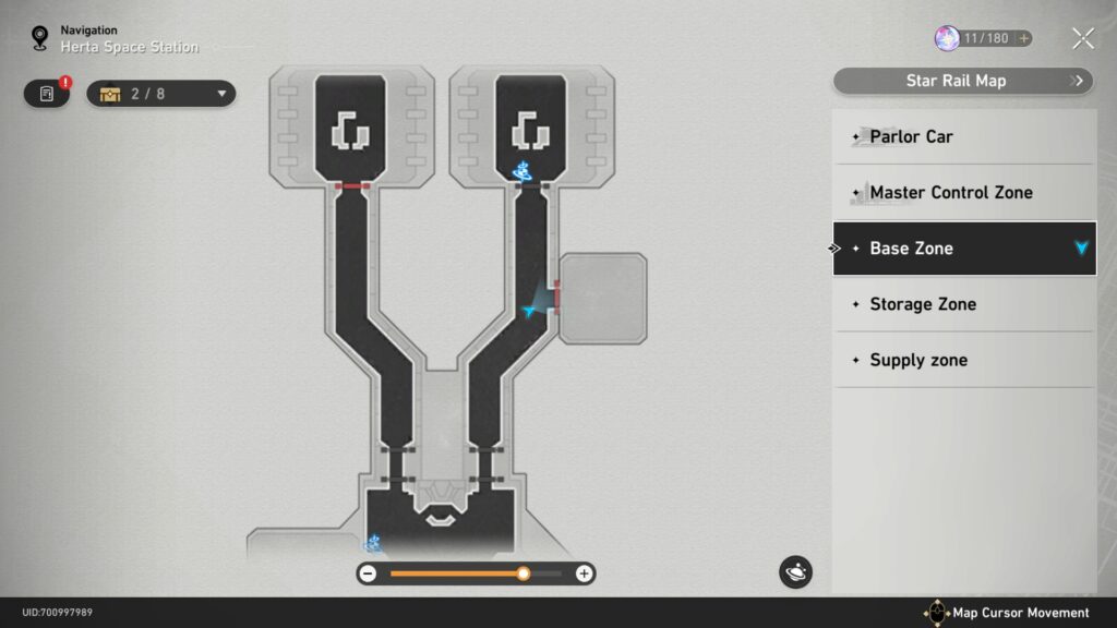 Map of the Base Zone locked door in Honkai: Star Rail