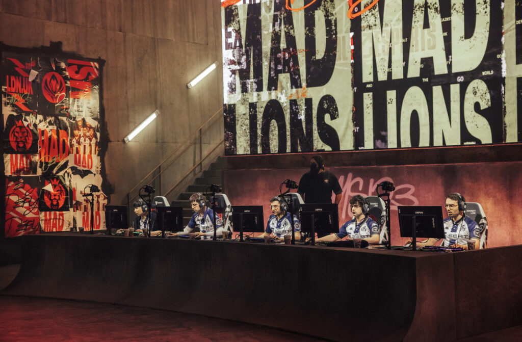 MAD Lions on stage for day one of the bracket stage - image via Colin Young-Wolff/Riot Games