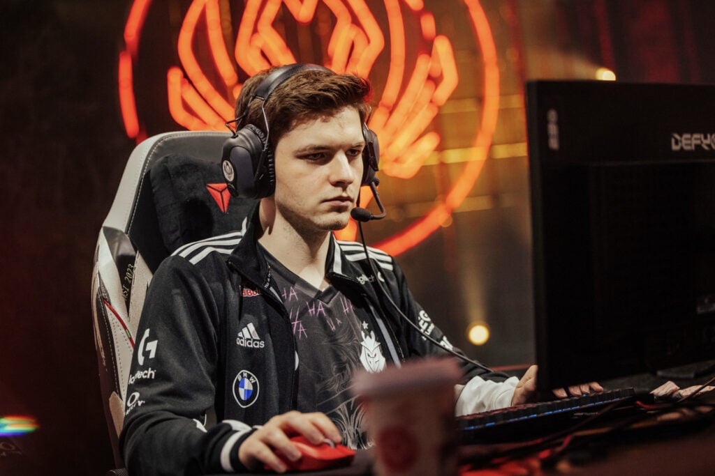 G2 Mikyx set up on stage in the series against BLG at MSI 2023 - image via Colin Young-Wolff/Riot Games