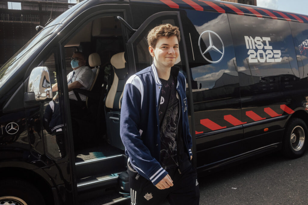 G2 Mikyx entering the venue for their series vs BLG - image via Colin Young-Wolff/Riot Games