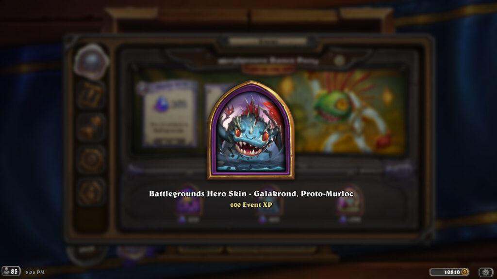 The Galakrond, Proto-Murloc skin in Hearthstone Battlegrounds
