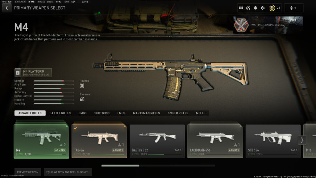 The M4 in MW2 and Warzone 2.