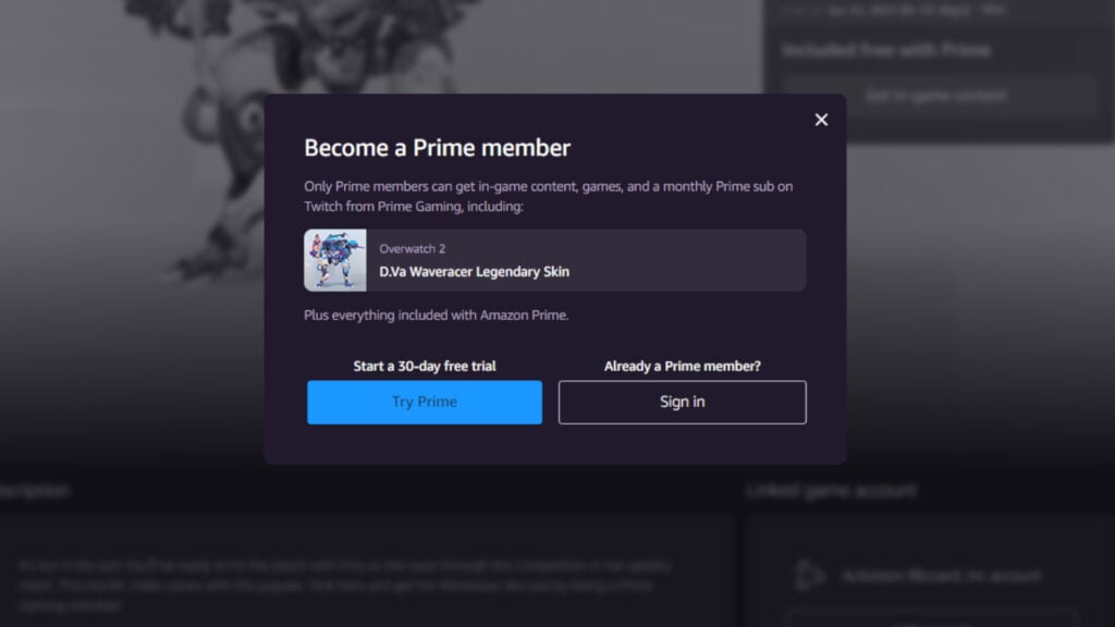 How to sign up for a Prime Gaming trial