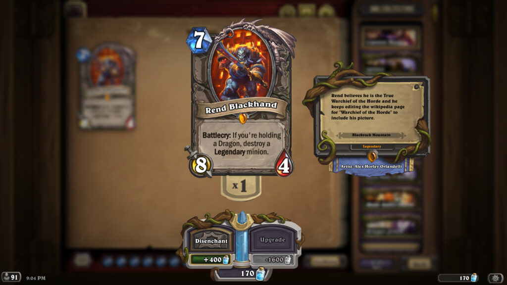 Rend Blackhand in Hearthstone