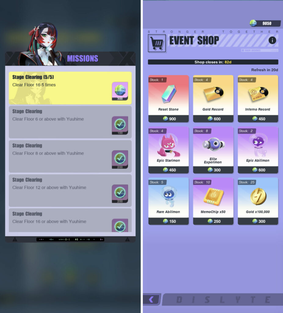 Use Reincarnation Points to purchase items from the Dislyte event shop
