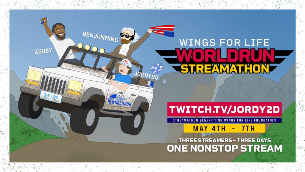 Jordy2D Wings for Life World Run streamathon information