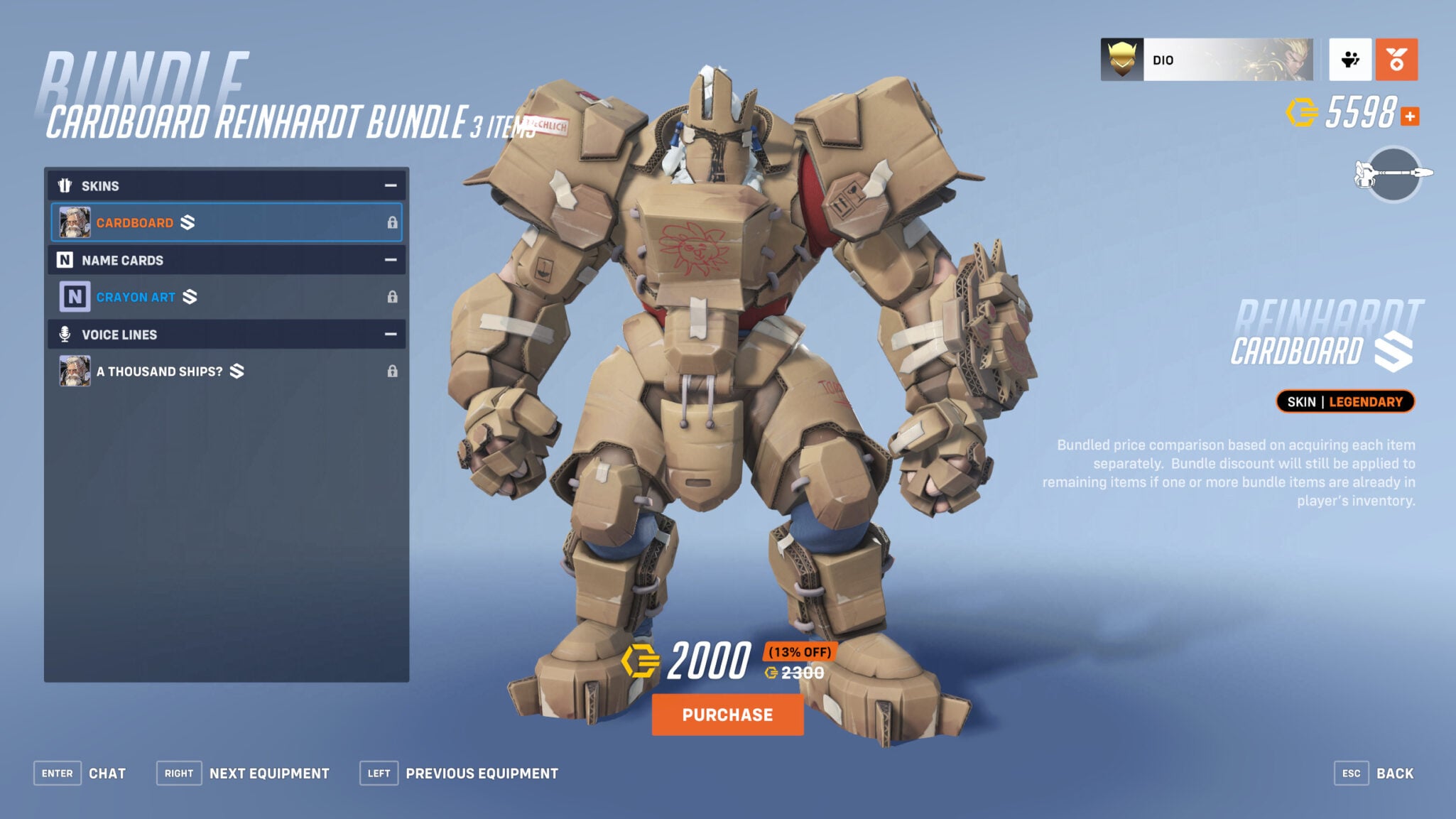 Overwatch 2 Cardboard Reinhardt skin