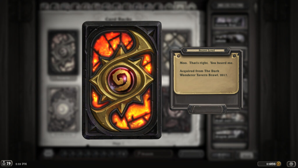 Diablo Tavern Brawl card back from 2017