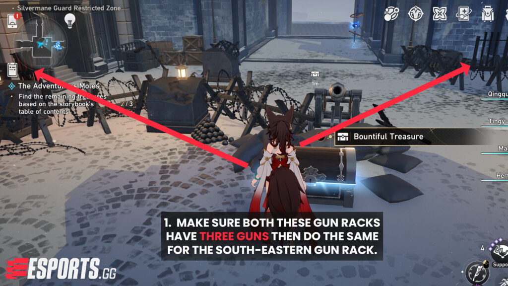 Instructions to complete Treasure Hunt on the Battlefield scavenger in the Adventurous Moles quest.