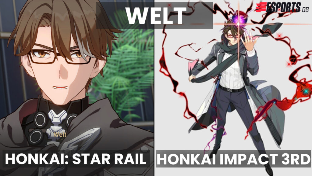 Welt in Honkai Star:Rail versus her design in Houkai Gakuen 2