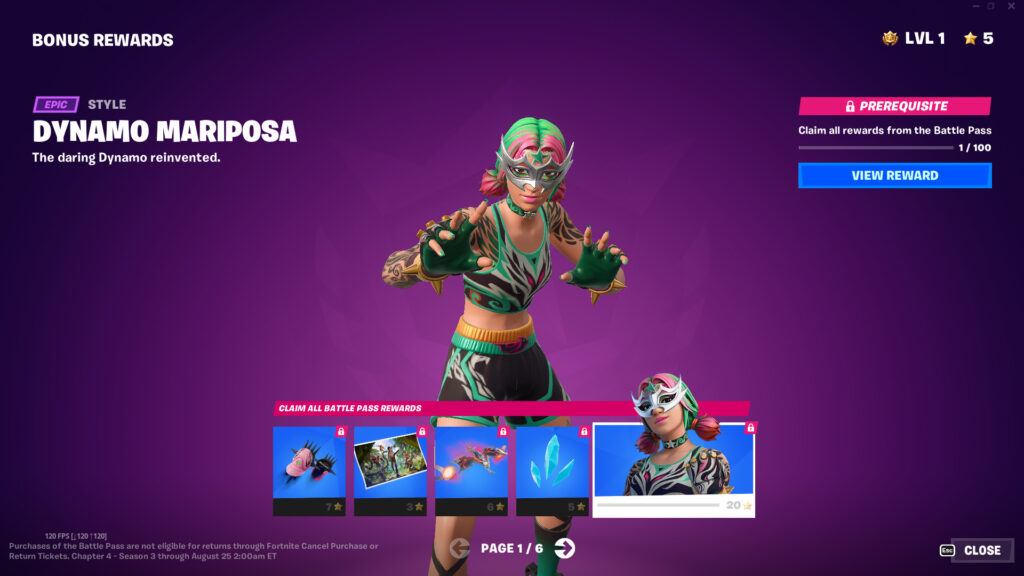 Fortnite Chapter 4 Season 3 Battle Pass: Mariposa Alt