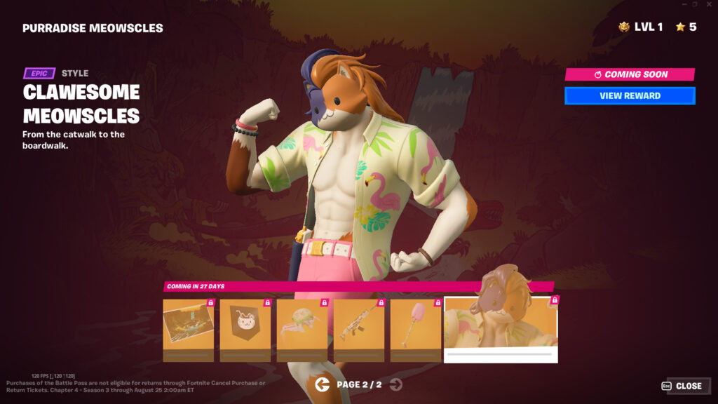 Fortnite Chapter 4 Season 3 Battle Pass: Meowscles 2