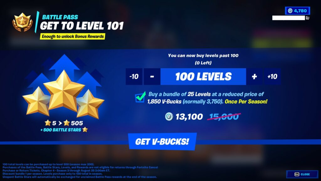 Fortnite Battle Pass and Stars