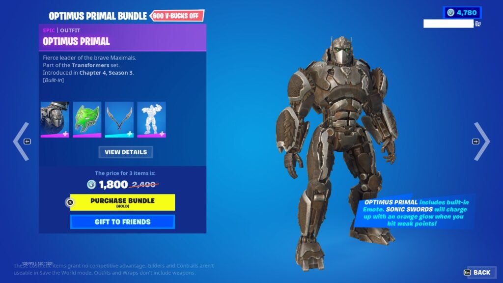 Optimus Prime/Primal in Fortnite 2