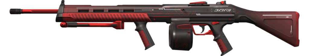 The red Digihex Ares from the VALORANT Episode 7 Act 1 Battlepass.