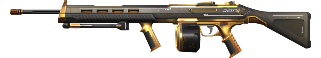 The gold Digihex Ares from the VALORANT Episode 7 Act 1 Battlepass.