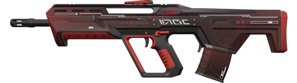 The red Digihex Bulldog from the VALORANT Episode 7 Act 1 Battlepass.