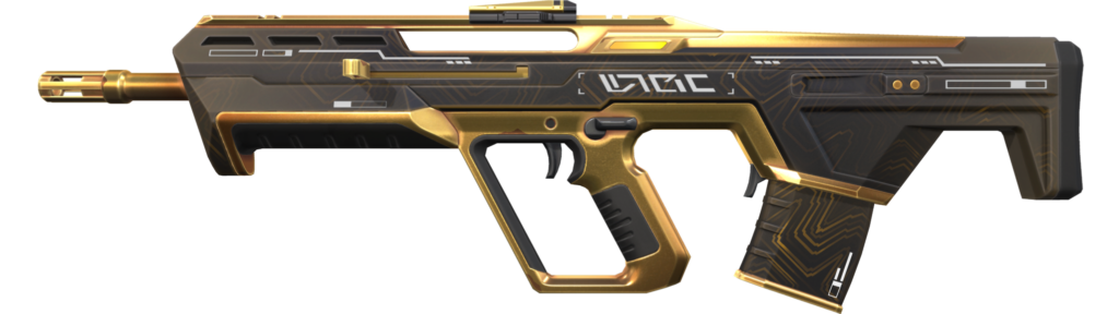 The gold Digihex Bulldog from the VALORANT Episode 7 Act 1 Battlepass.
