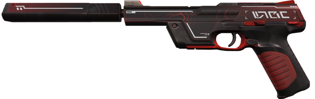 The red Digihex Ghost from the VALORANT Episode 7 Act 1 Battlepass.