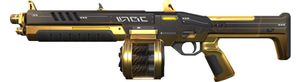 The gold Digihex Judge from the VALORANT Episode 7 Act 1 Battlepass.
