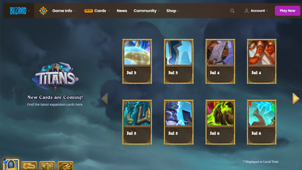 Card reveal schedule - Image via Blizzard