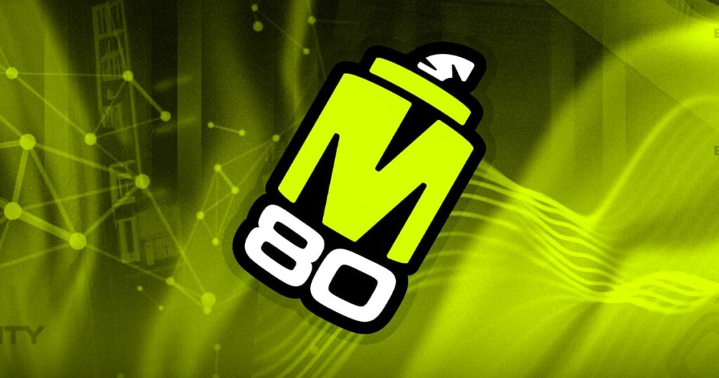 The M80 logo shows a large M over the 80, with a fuse, shaped like a bomb.