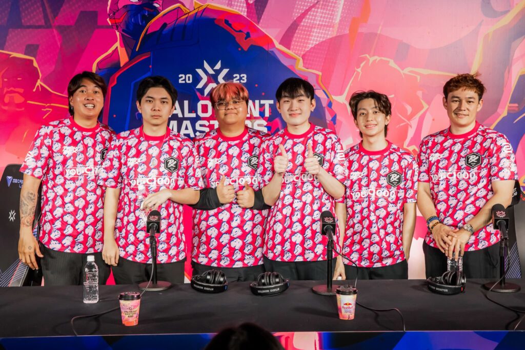 Paper Rex poses during a post-game press conference at VALORANT Masters Tokyo Brackets Stage at Tipstar Dome Chiba on June 20, 2023 in Tokyo, Japan.