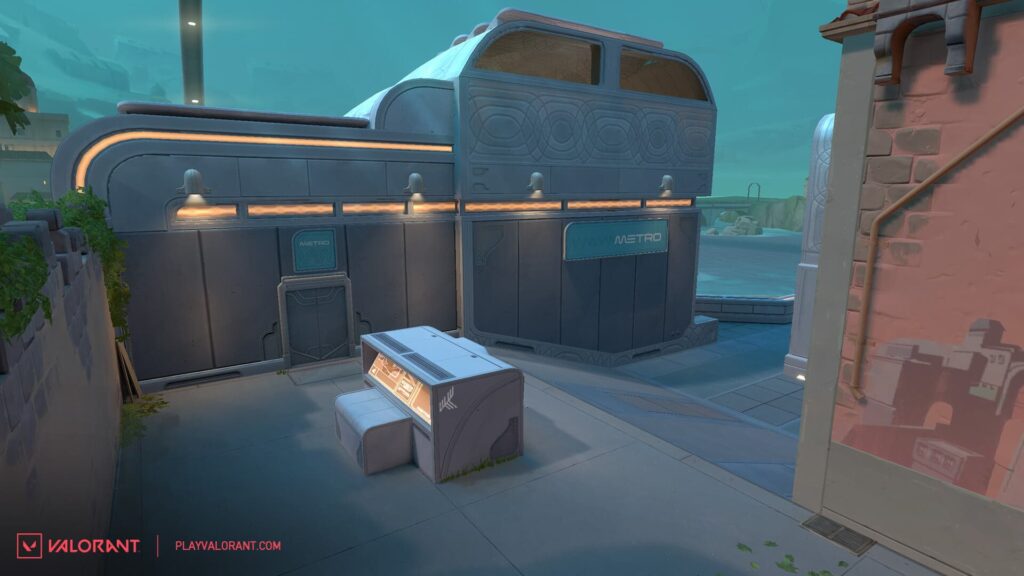 The changes to the top of B Ramp on Pearl from the VALORANT 6.11 patch notes.