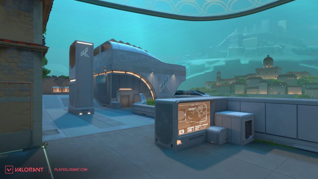 The changes to the B Site Screen on Pearl from the VALORANT 6.11 patch notes.