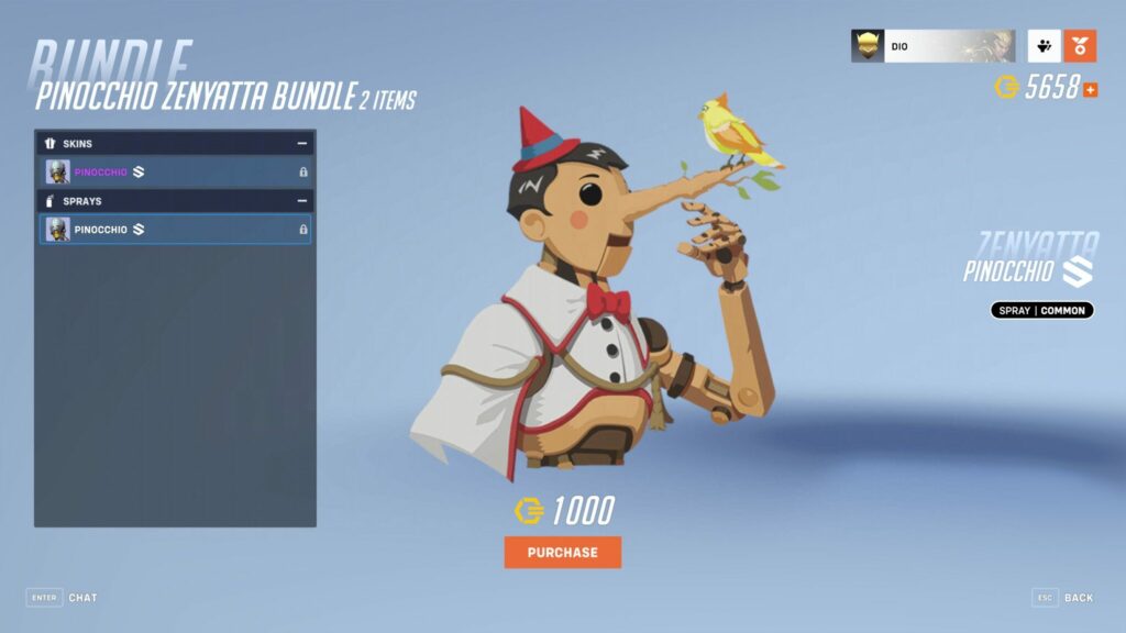 Zenyatta Pinocchio spray