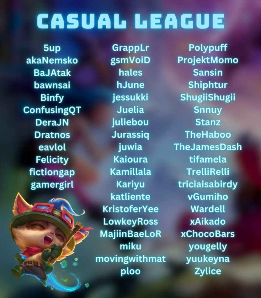 Casual League participants
