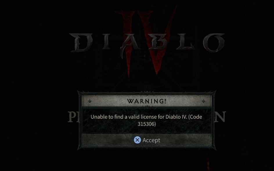 Diablo 4 error code 315306