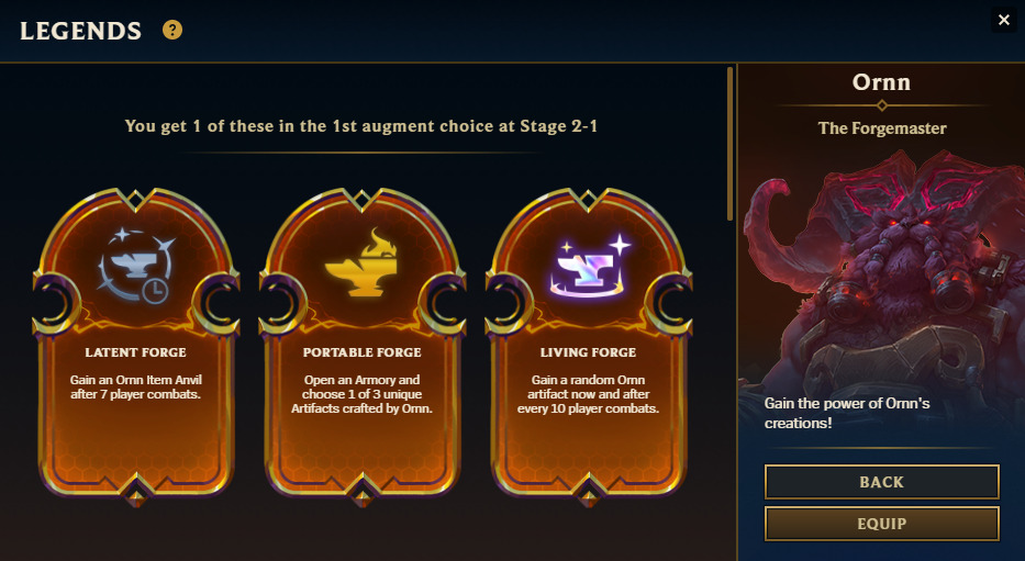 Ornn legend selection