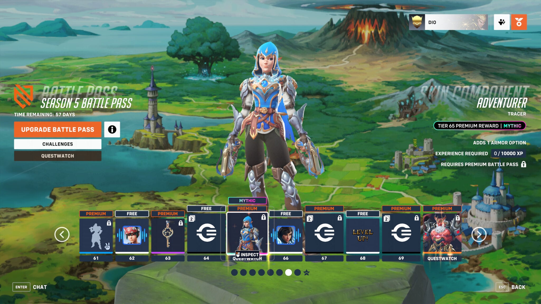 Mythic Tracer skin at Tier 65