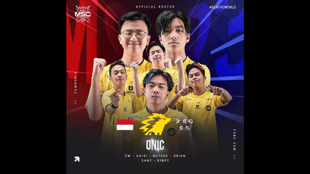 Onic's roster at the MLBB MSC 2023