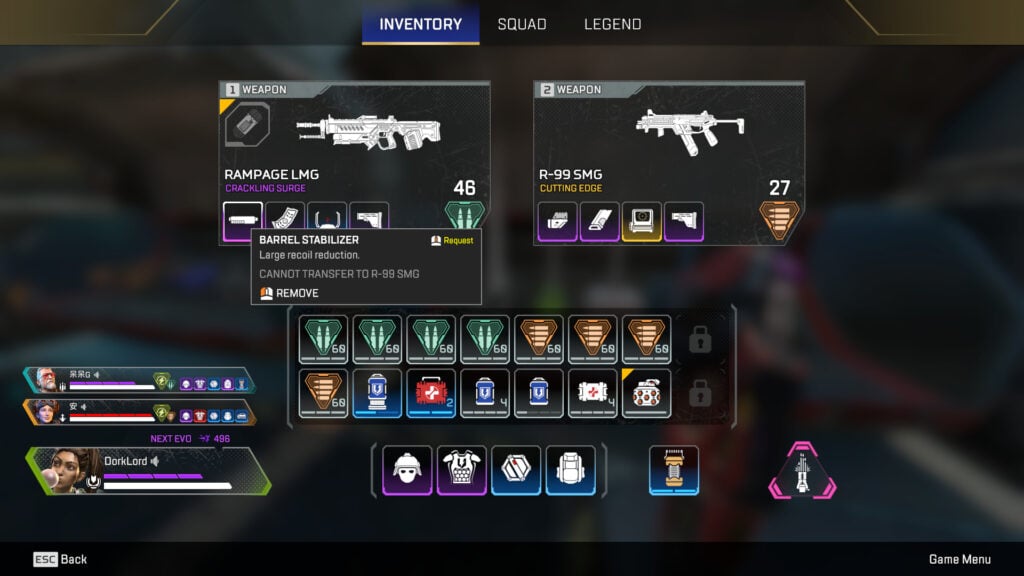 Barrel Stabilizers can be applied to a specific list of weapons in Apex Legends and improve the gun's recoil.