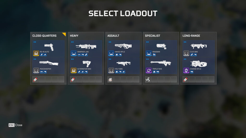 Loadouts in Control include fixed weapons from the available ground loot pool in Apex Legends.