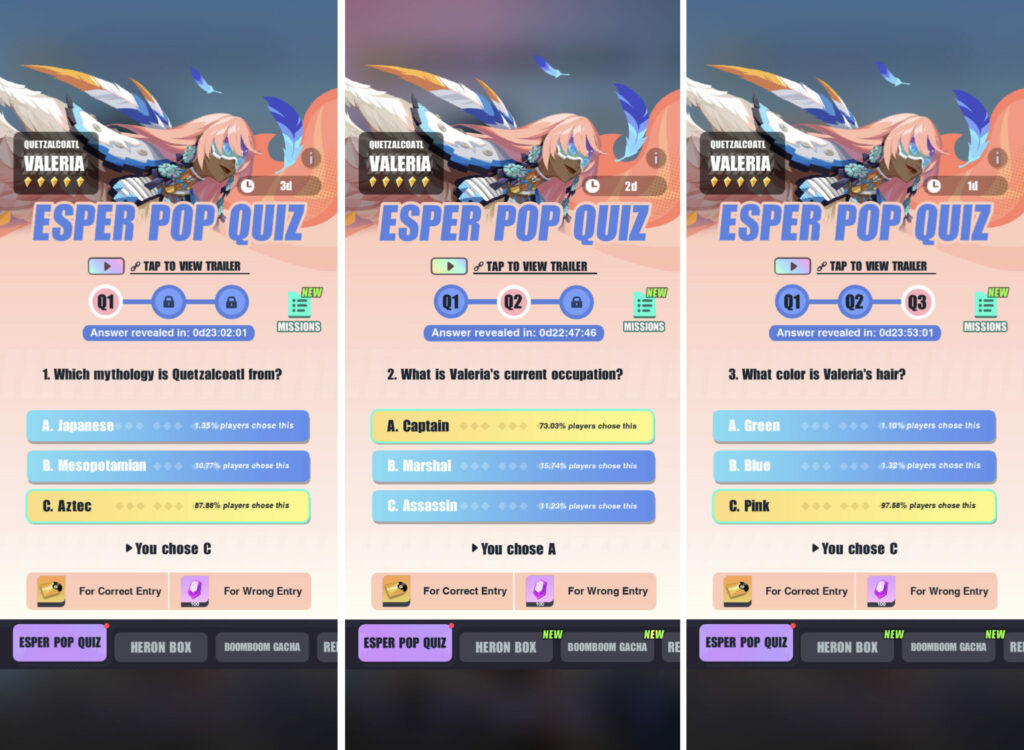 Dislyte Valeria quiz answers