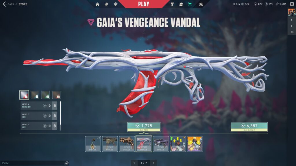 The Gaia's Vengeance Vandal in the VALORANT Give Back Bundle 2023.